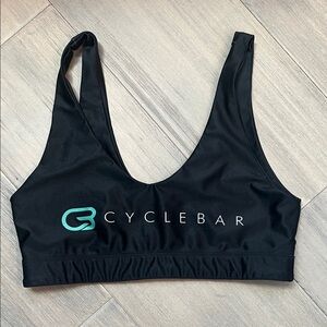 CycleBar Women's Black Sports Bra with Teal Logo